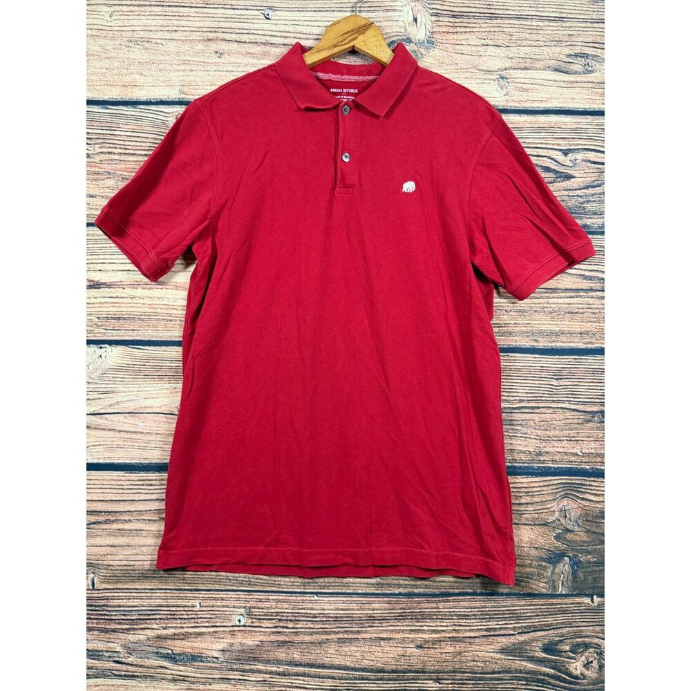 Banana Republic Men's Large Red Cotton Polo Shirt Elephant Logo 4723